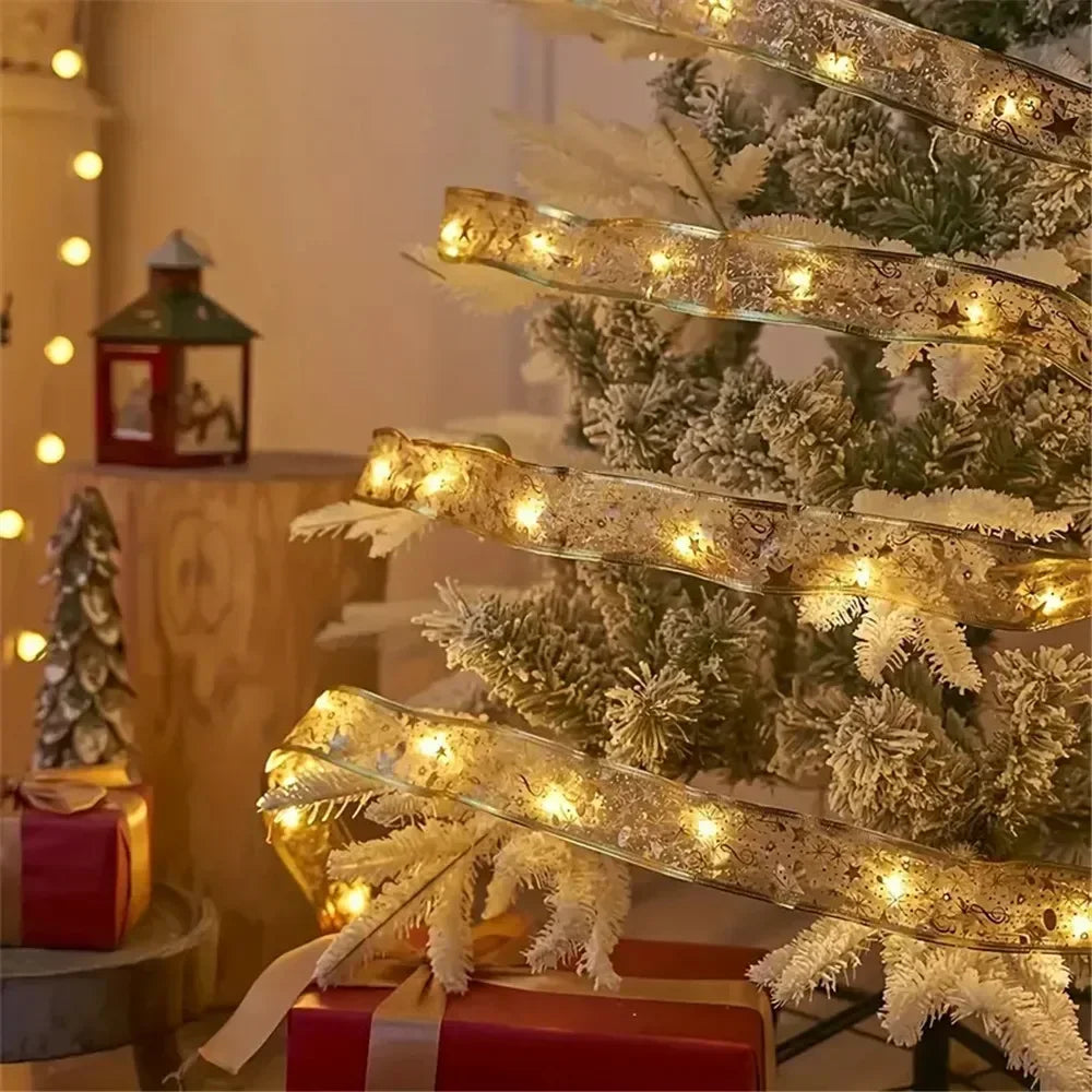 🌲 Świąteczny łańcuch wstążkowy LED